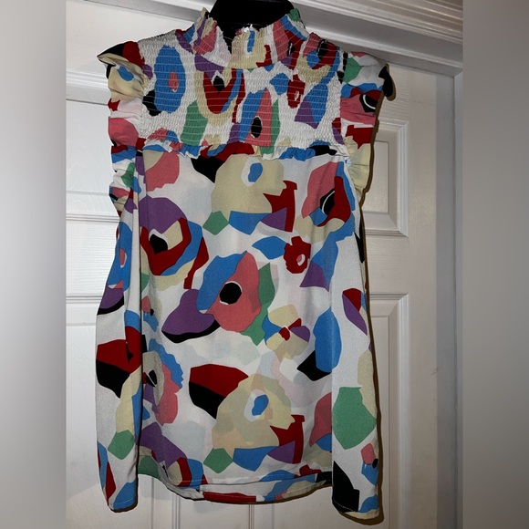 THML Tops - THML Colorful Abstract Print Ruffle Sleeve Blouse